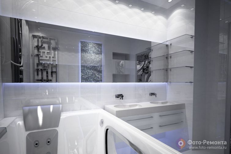 Белая плитка в ванной комнате